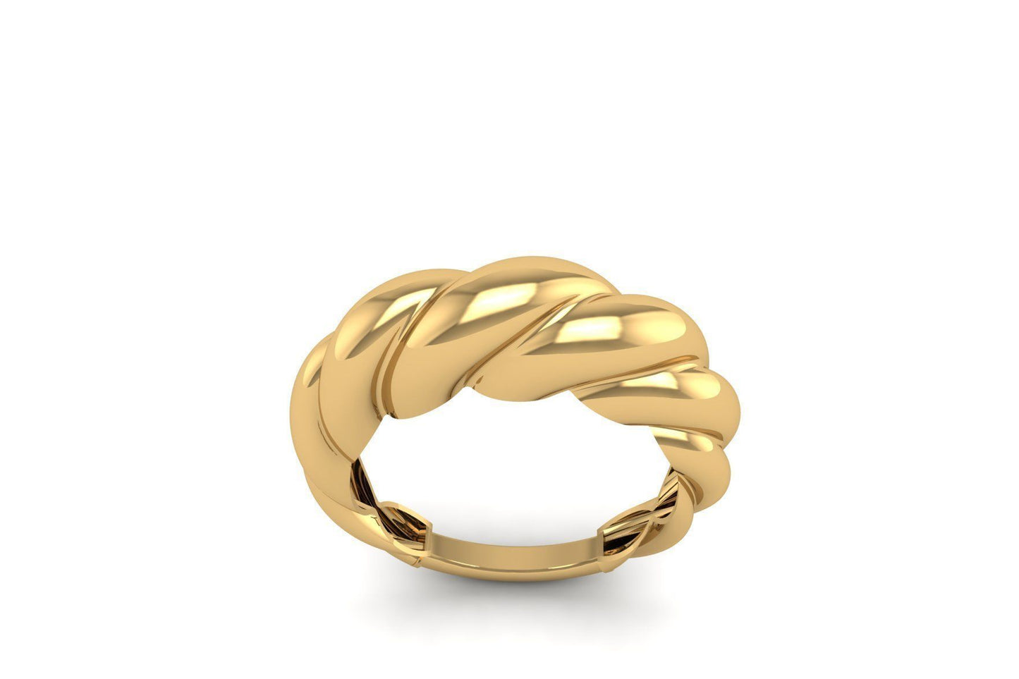 14K Solid Gold Twist Croissant Statement Ring / Gold Croissant Ring for Her /Croissant Gold Statement Ring /Gold Statement Ring Gift for Her