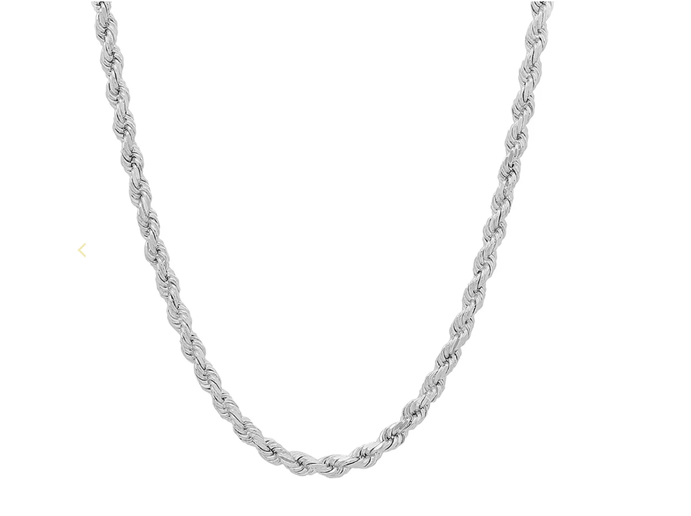 14k Solid Gold Diamond Cut Rope Chain 4.0mm