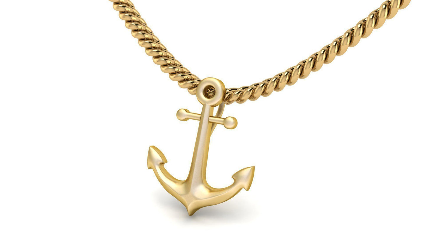 14K Solid Gold Anchor Necklace / Marine Pendant /Anchor Necklace For Women/ For Men / Marine Pendant/ Gift for Her 27mm X 22mm / 5 Grams - JewelsnGlitters