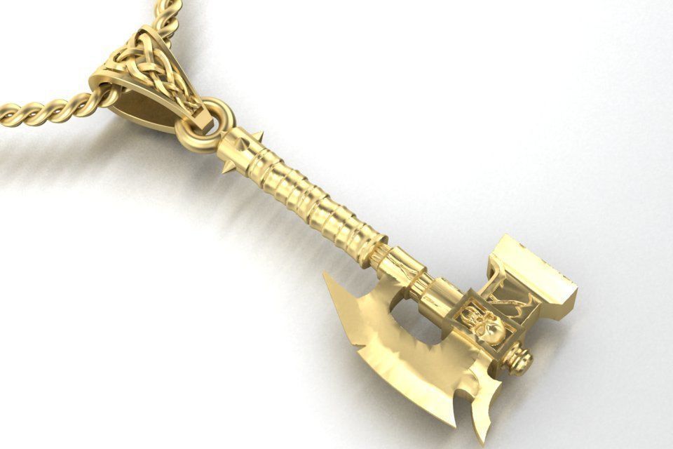 14k Solid Gold Double Sided Axe Pendant / Gold Axe Necklace / Axe Necklace / Double Sided Axe Jewelry / Hand Made / Unisex Great Gift Idea