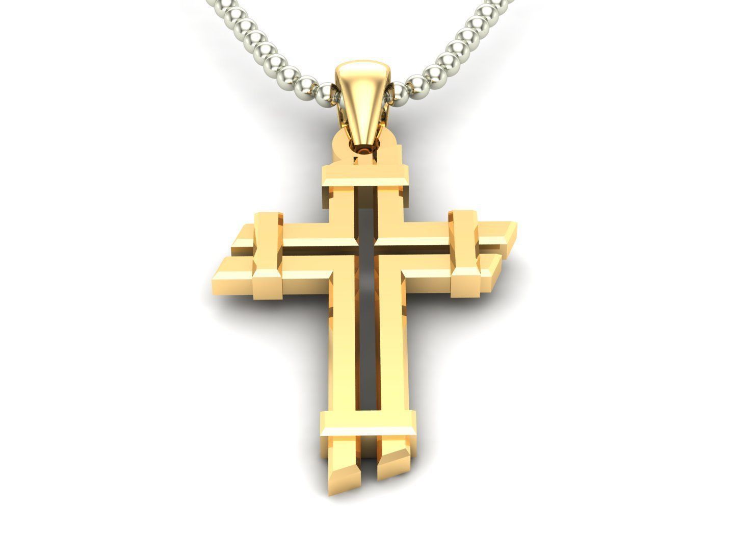 14K Solid Gold Modern Cross Necklace 20 Grams 41mm X 24mm / Crucifix Simple and Classic Pendant/Unisex Religious Necklace Christian Necklace