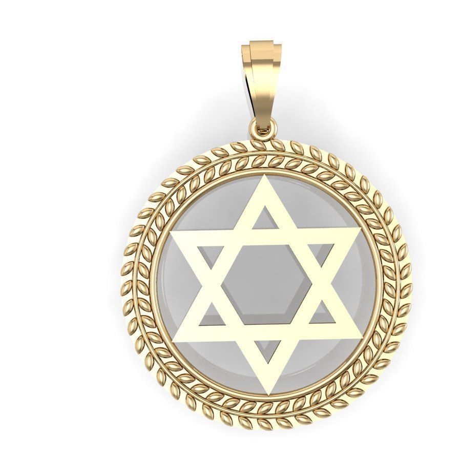 14K Gold Star of David Pendant / Star of David Necklace / Star of David with Frame Design