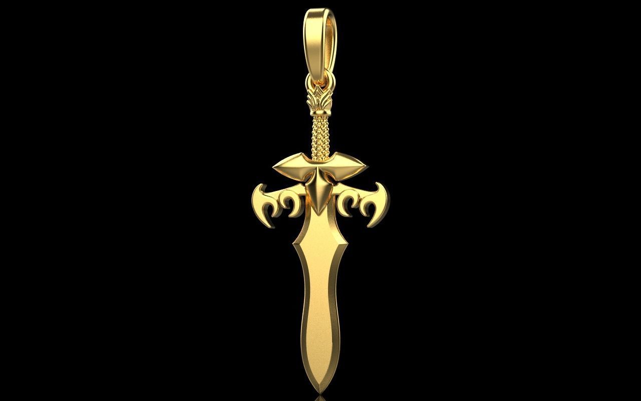 14K Solid Gold Sword Pendant / Authentic Gold Sword Necklace / Gold Sword Pendant / Unisex Sword Pendant 31mm X 14mm - JewelsnGlitters