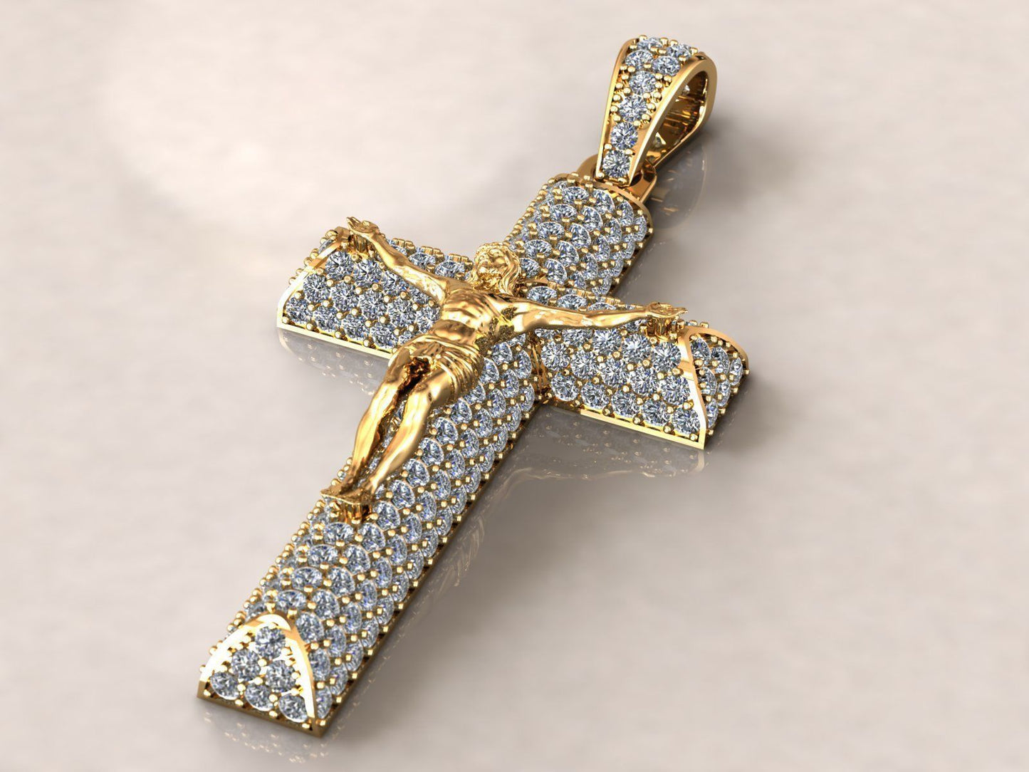 14K Solid Gold Large Diamond Cross Necklace 8.50 Total Carat Weight / Diamond Crucifix Pendant / Unisex Religious Necklace 52mm X 31mm - JewelsnGlitters