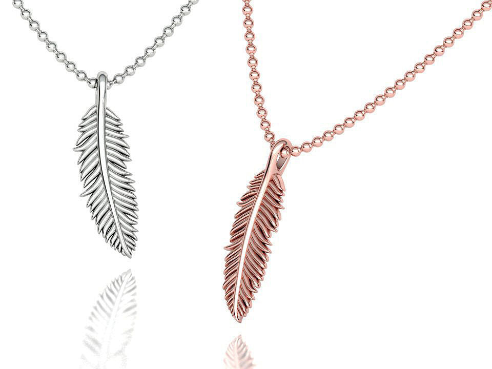 14K Solid Gold Feather Pendant / Gold Feather Necklace / 14K Gold Feather Pendant for Her / Feather Necklace for Her / 21mm X 5mm - JewelsnGlitters