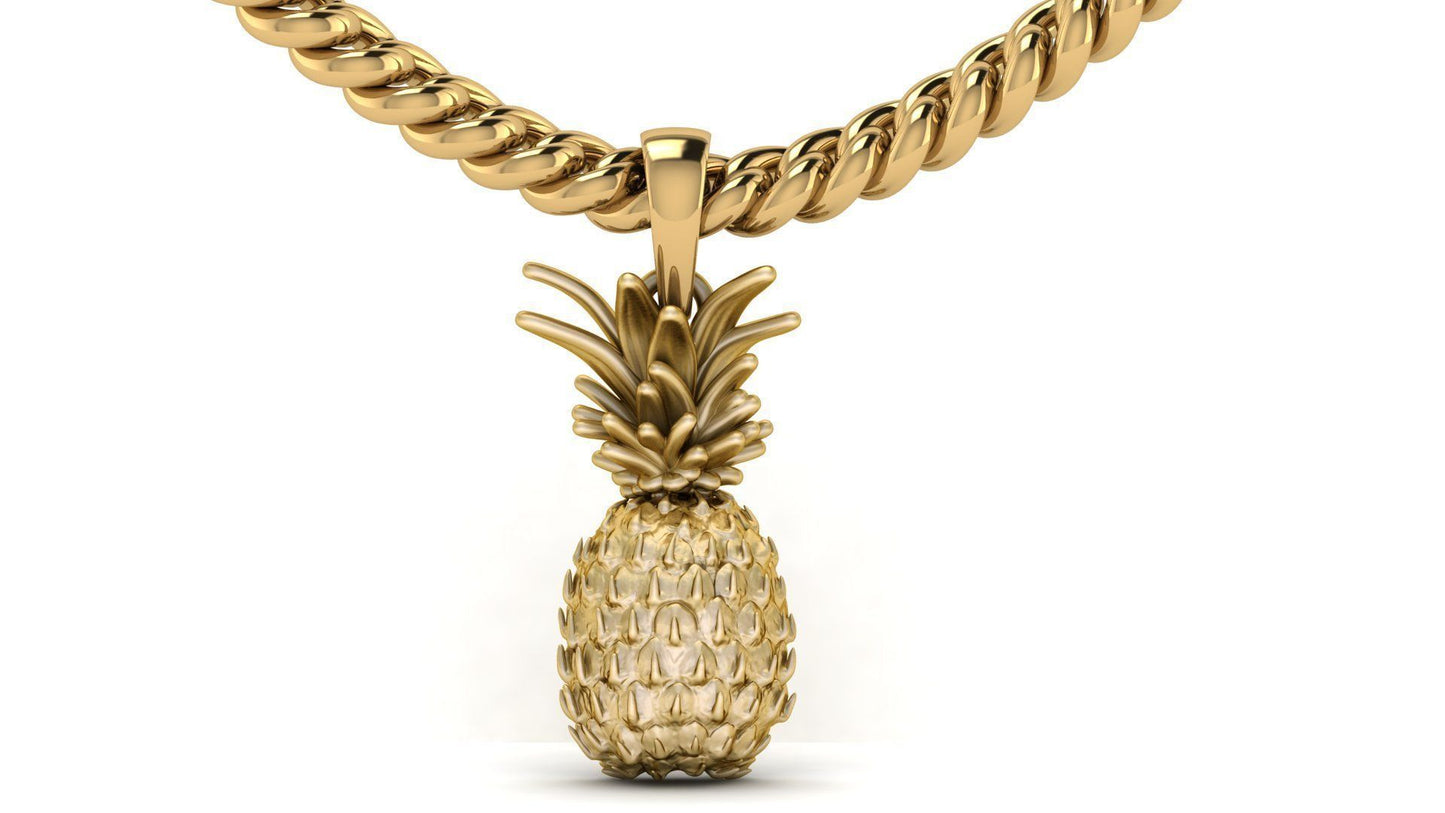 14k Solid Gold Pineapple Pendant / Gold Pineapple Pendant / Pineapple Pendant / Pineapple Jewelry / Pineapple Hand Made Pendant - JewelsnGlitters