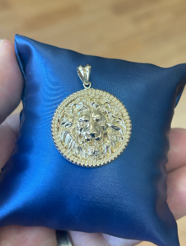 14k Solid Gold Lion Pendant / Gold Lion Necklace / Lion Head Necklace / Lion Jewelry / Lion Hand Made Necklace / Unisex Great Gift Idea - JewelsnGlitters