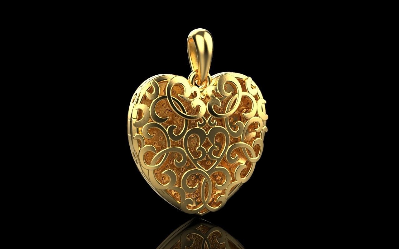 14K Solid Yellow Gold Filgree Design Heart Necklace / Gold Heart Pendant / Stylish Heart Pendant for Her / Gift for Her / 20mm X 26mm - JewelsnGlitters