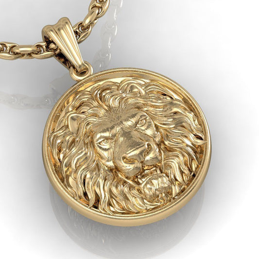 14k Solid Gold Lion Pendant 12Gr / Gold Lion Necklace / Lion Head Necklace / Lion Jewelry / Lion Hand Made Necklace / Unisex Great Gift Idea