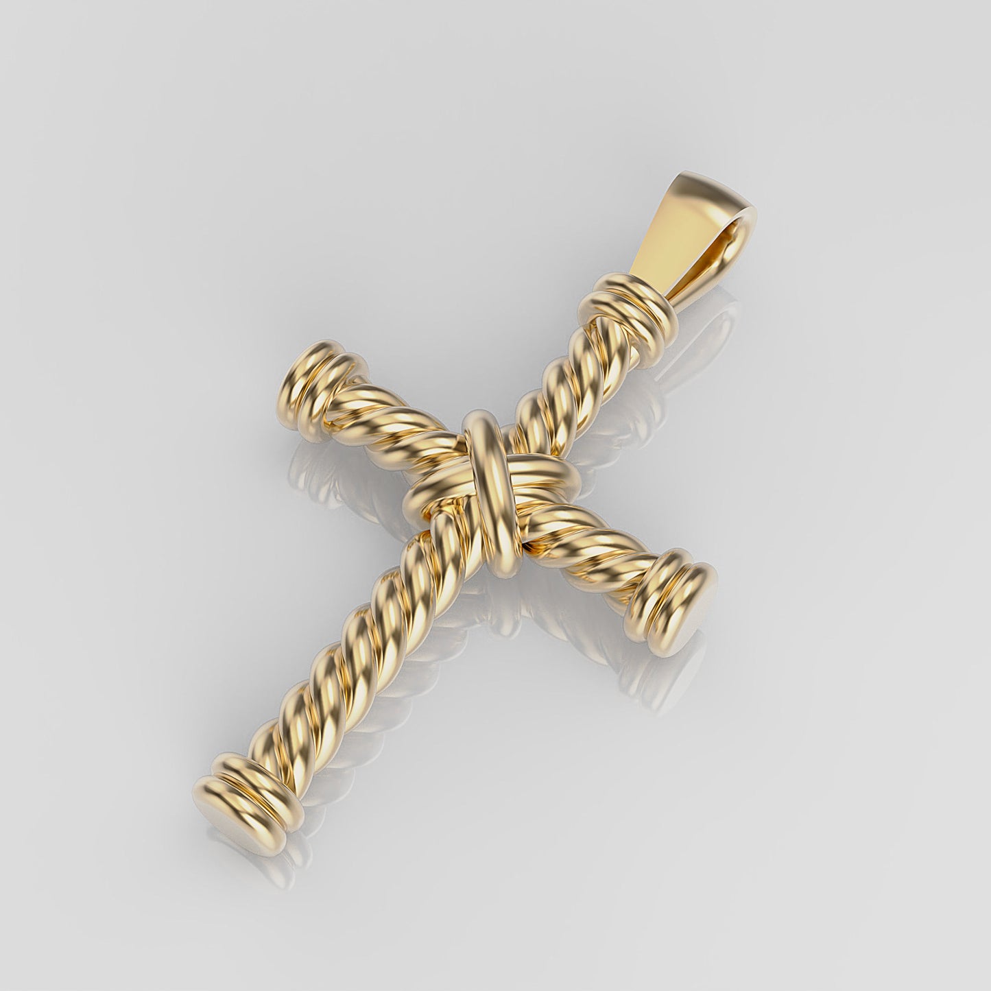 14K Solid Gold Twisted Rope Cross Pendant / Gold Twisted Cross / Rope Gold Pendant / Unisex Rope Pendant / Gift for Her