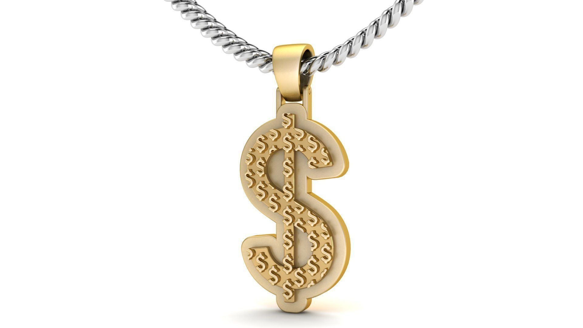 14K Solid Gold Dollar Sign Necklace / Dollar Pendant / Dollar Sign For Women/ For Men / Dollar Pendant/ Gift for Her 18mm X 34mm - JewelsnGlitters