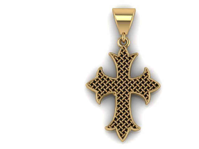 14k Solid Gold Woven Cross Pendant, Unisex gold Cross, Wowen Design Solid Gold Cross Pendant, Gift for Her