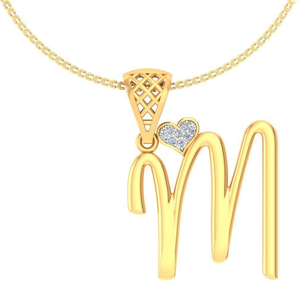 14k Solid Gold M Initial Diamond Necklace / Gold Initial Necklace / M Initial Necklace / M Letter Necklace / Letter Necklace / Gift for Her - JewelsnGlitters