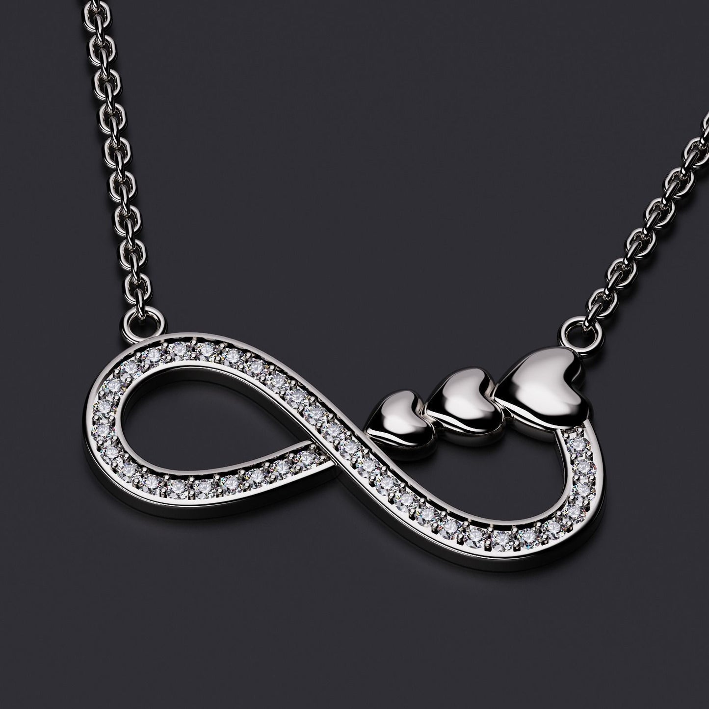 14K Solid Gold Infinity & Heart Necklace with Diamonds / Diamond Infinity and Heart Necklace / Diamond Necklace for Her / Gift for Her