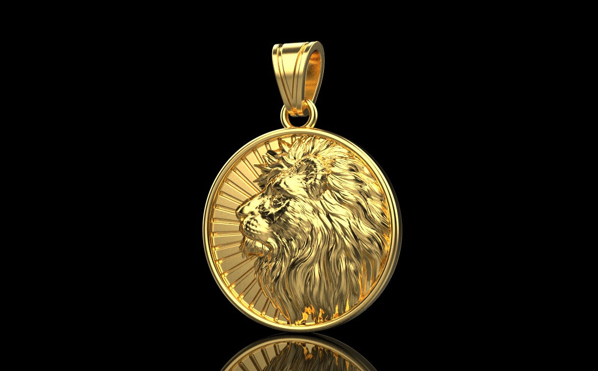 14k Solid 3D Gold Lion Pendant / Gold Lion Necklace / Lion Head Necklace / Lion Jewelry / Lion Hand Made Necklace / Great Gift Idea