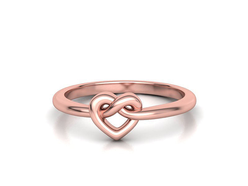 14K Solid Gold Heart Infinity Knot Ring / Solid Gold Heart Ring / Knotted Heart Ring / Gold Statement Ring / Gift for Her