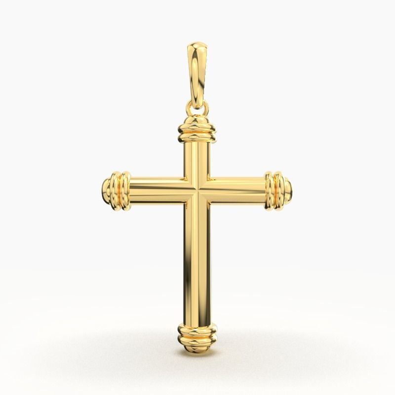 14K Solid Gold Cross Necklace / Crucifix Pendant / Religious Necklace For Women / For Men / Christian Pendant / 25mm X 20mm / 5.25 Grams - JewelsnGlitters