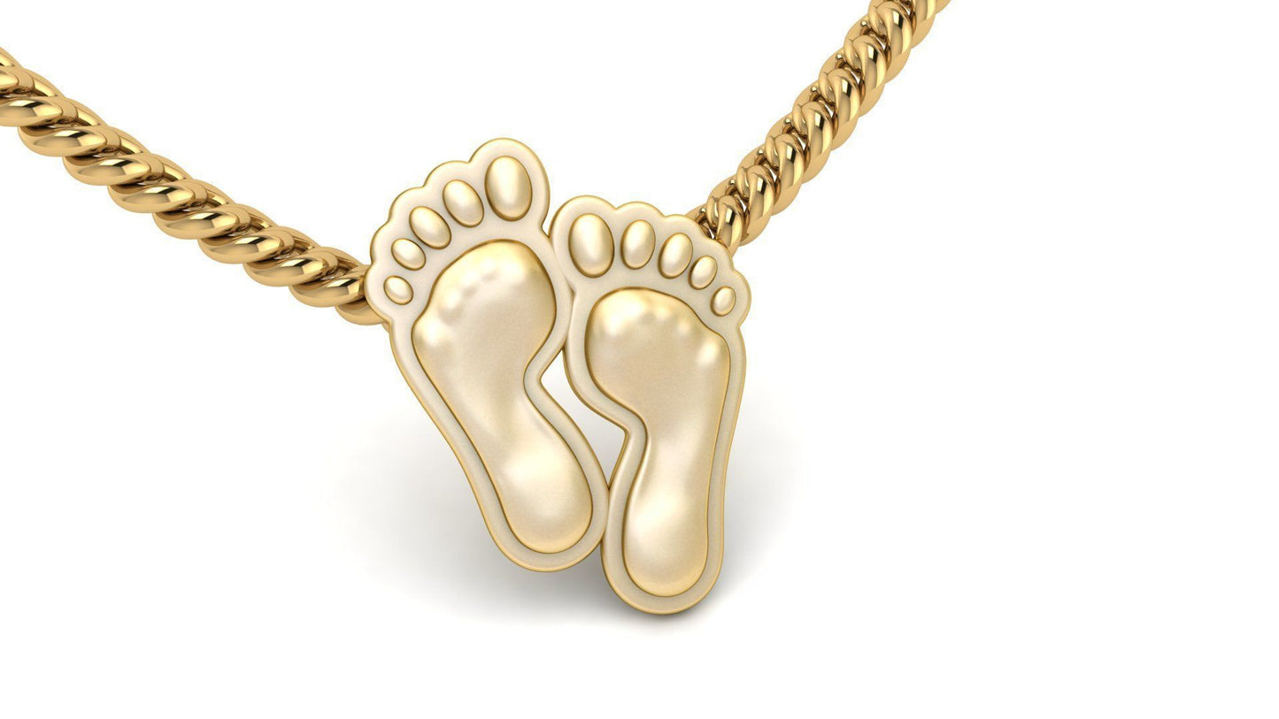 14K Solid Gold Lucky Feet Pendant / Gold Feet Necklace / 14k Gold Feet Pendant / Feet Pendant Jewelry / Gift for Her - JewelsnGlitters