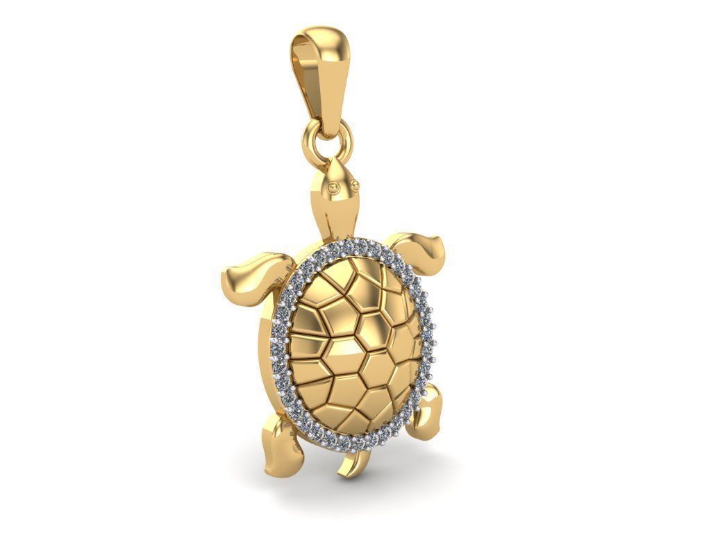 14k Solid Gold Turtle Necklace with Diamonds / Diamond Turtle Necklace for Her / Turtle Necklace with Diamonds Gift for Her - JewelsnGlitters