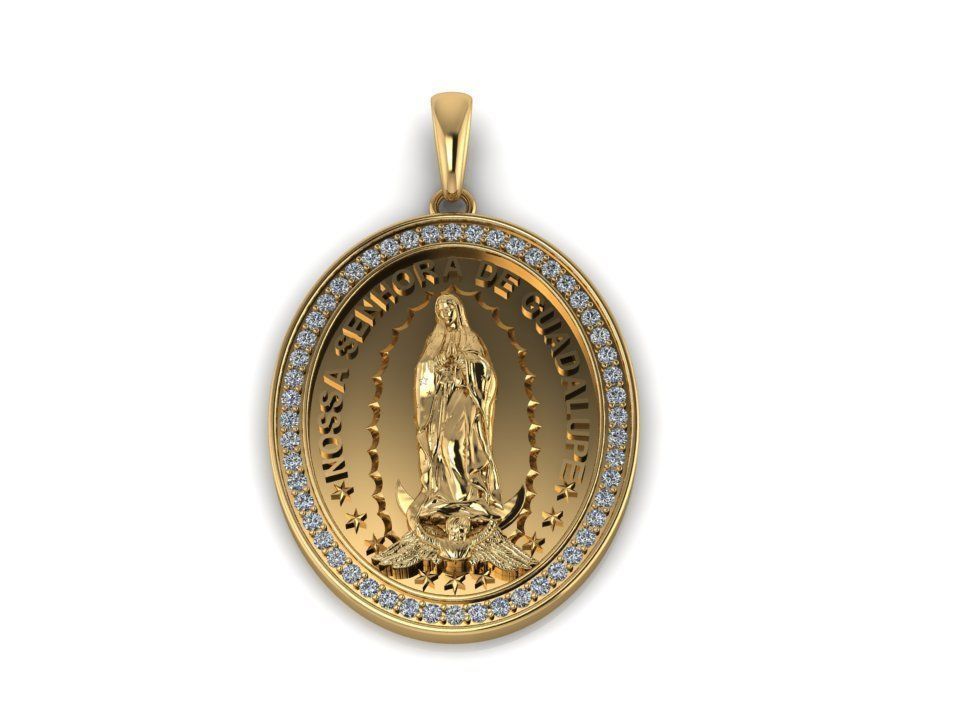 14k Solid Gold Guadalupe Diamond Pendant / Gold Guadalupe Necklace / Guadalupe Necklace for Her / Religious Diamond Guadalupe Pendant