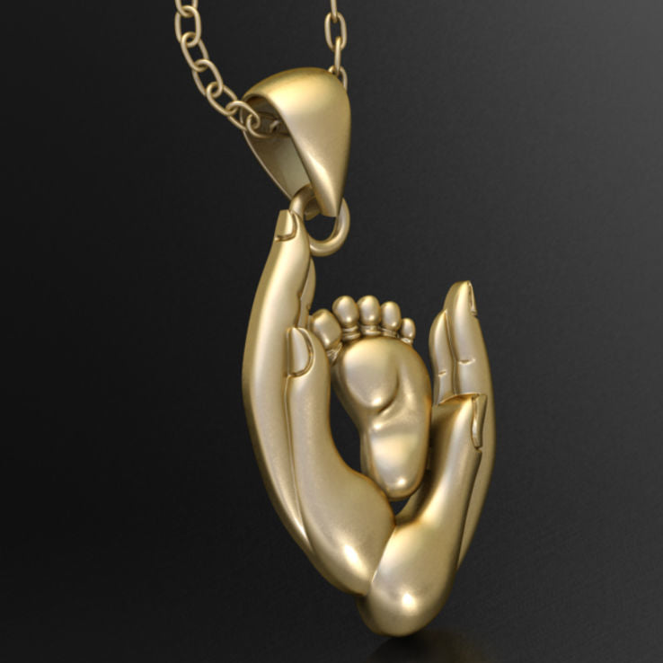 14K Solid Gold Mother and Baby Pendant / Gold Mom and Baby Pendant / Mother's Day Gift / Gift for Her