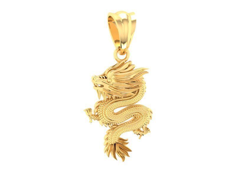 14K Solid Gold Dragon Pendant / Dragon Necklace / Gold Diamond Dragon / Unisex Dragon Pendant / 14mm X 20mm / Gift for Her / Gift for Him