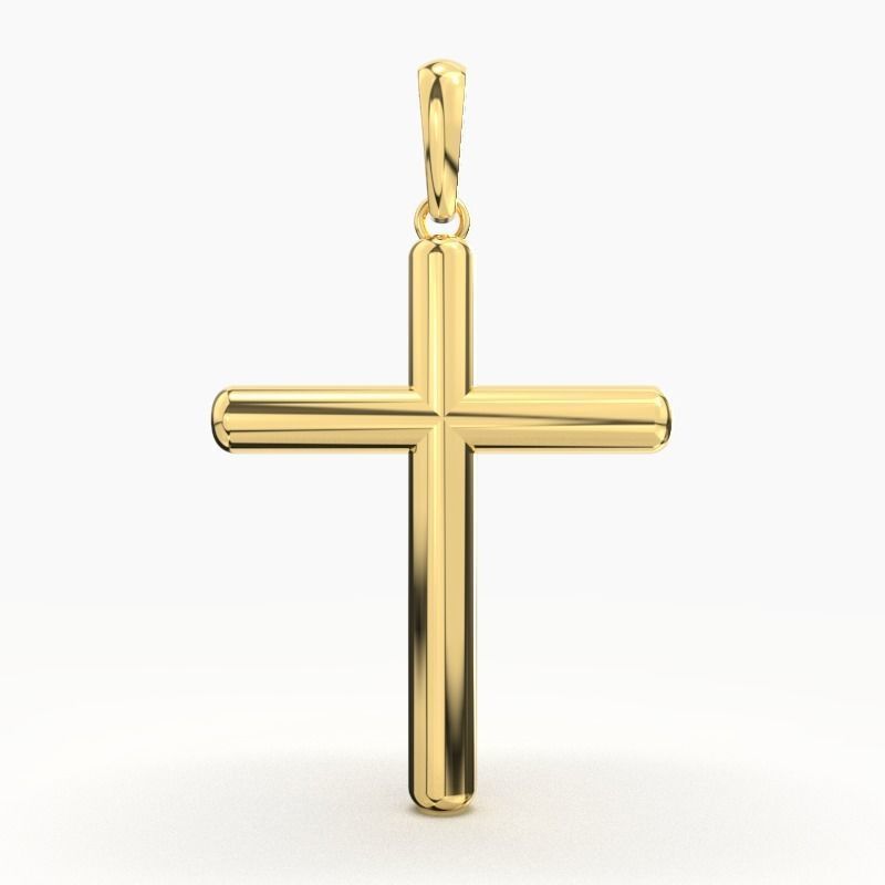 14K Solid REAL Yellow Gold Cross Necklace / Crucifix Simple and Classic Pendant / Religious Necklace For Women / For Men 25mm x 20mm