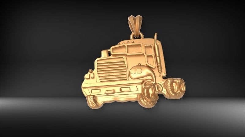 14K Solid Gold Truck Pendant / Truck Gold Necklace / 14K Solid Yellow Gold Truck Necklace 30 Grams / 33mm X 26mm / Gift for Him