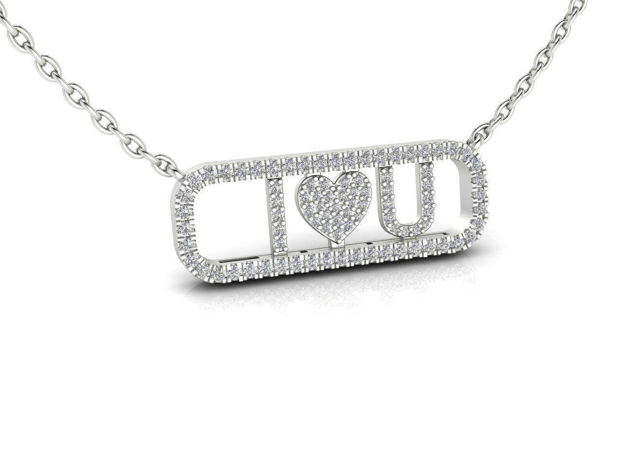 14k Solid Gold Diamond I LOVE You Necklace for Her / Diamond I Love You Pendant / Diamond Love Necklace for Her / Gift for Her / 0.85 Carat