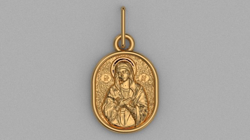 14K Solid Gold Saint Mary Pendant 12.57mm X 18.61mm / Gold Necklace / 14K Solid Yellow Round Gold St. Mary Pendant / Unisex Pendant / Charm