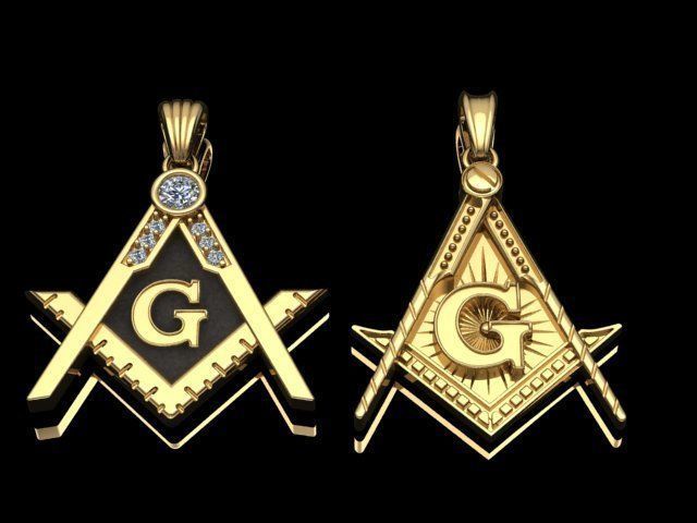 14k Solid Gold Masonic Necklace/ Gold Masonic Pendant / Unisex Masonic Necklace