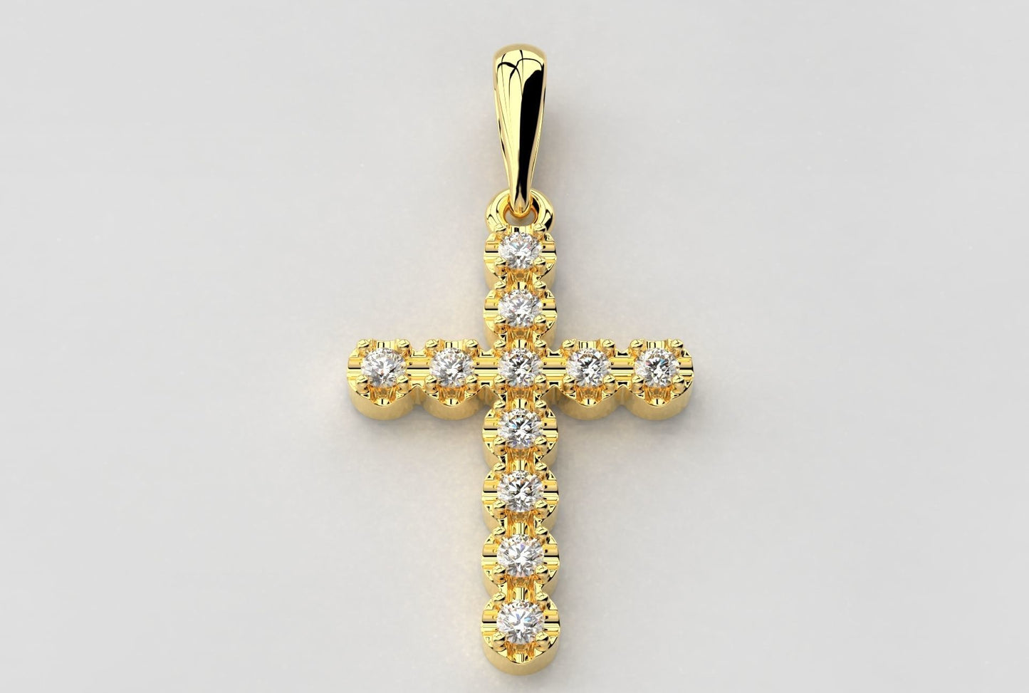 14k Solid Gold Diamond Cross 0.40 Carat / Diamond Cross Pendant for Her / Unisex Gold Cross 24mm X 15.50mm