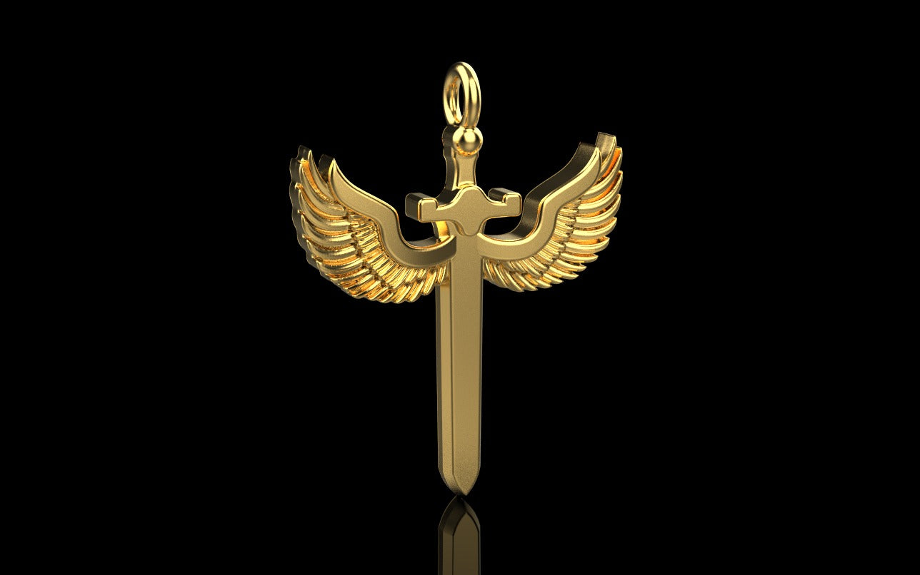 14K Solid Gold Saint Michael Sword Pendant / St. Michael Sword Pendant / Unisex Saint Michael Sword / Gift for Her