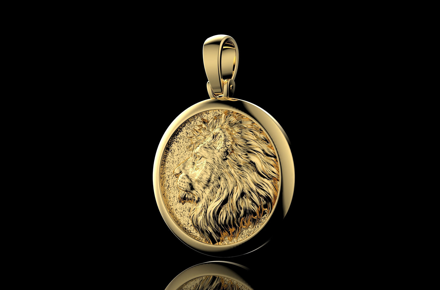 14k solid gold lion pendant women's