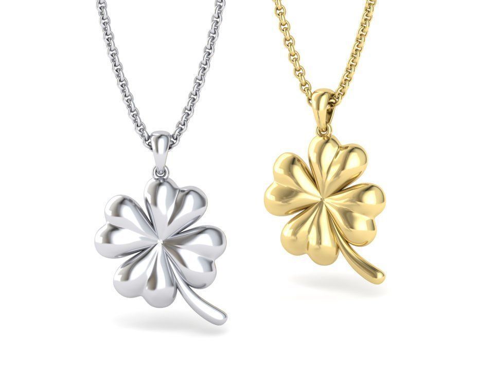 14K Solid Gold Clover Necklace / Gold Clover Pendant / Clover Jewelry for Her / Gift for Her - JewelsnGlitters