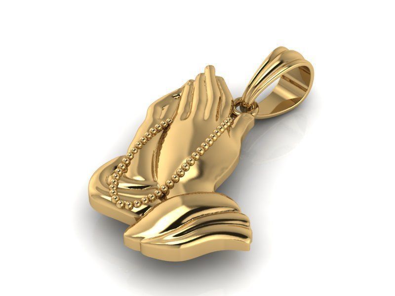 14k Solid Gold 3D Praying Hands / 14K Praying Hands Pendant/ 14k Solid Yellow Gold Pray Necklace / Religious Praying Hands Pendant