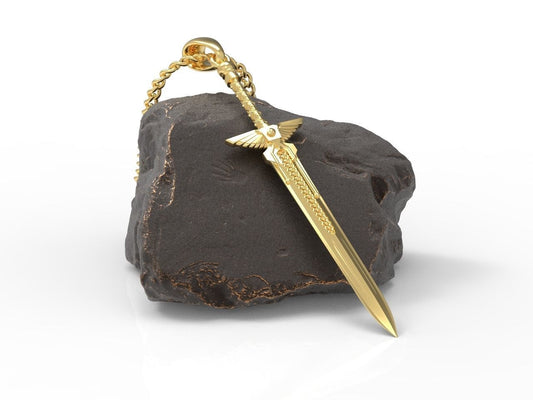 14K Solid Gold Sword Pendant / Gold Sword Pendant / Unisex Sword Pendant / Great Gift Idea