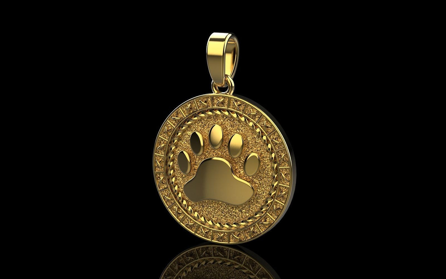 14K Solid Gold Paw Pendant / Solid Gold Paw Design Necklace / Love my Dog Paw Necklace / Paw Necklace for Her /Great Gift - JewelsnGlitters