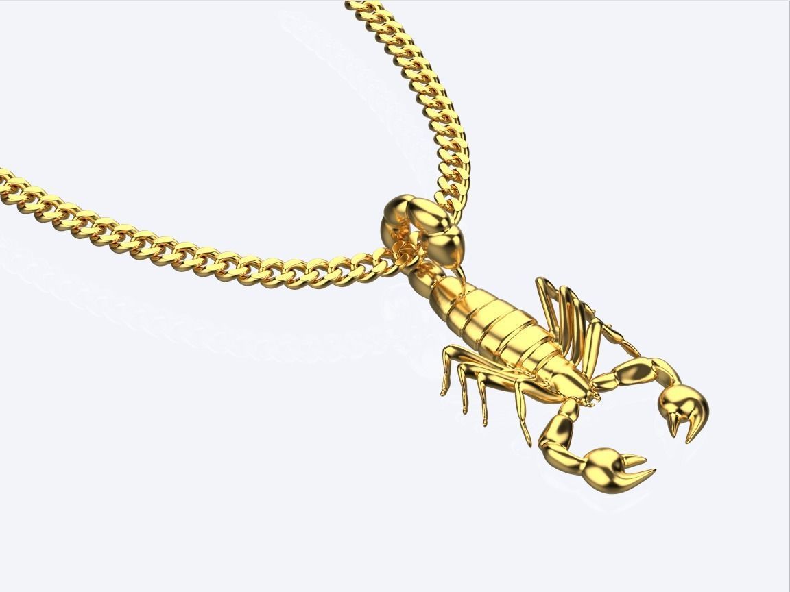 14K Solid Yellow Gold Scorpion Necklace / Gold Scorpion Pendant / Unisex Scorpion Pendant 50mm X 25mm / 18 Grams / Gift for Her