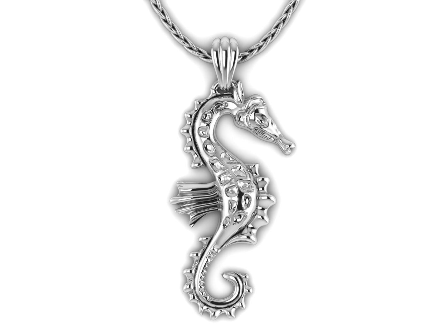 14K Solid Gold Seahorse Pendant / Authentic Gold Seahorse Necklace / Gold Seahorse Pendant / Sword Pendant for Her 31mm X 14mm - JewelsnGlitters