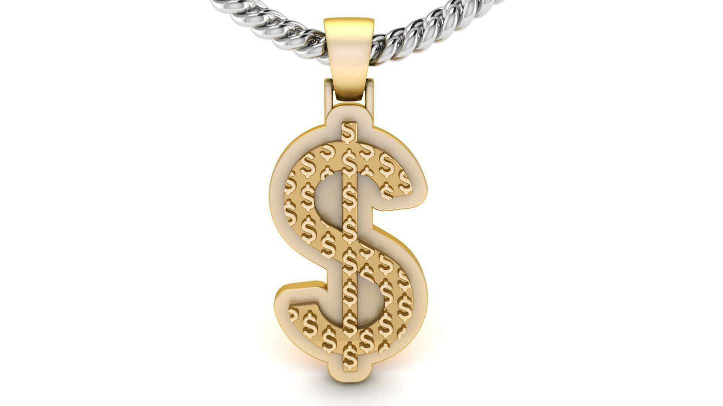 14K Solid Gold Dollar Sign Necklace / Dollar Pendant / Dollar Sign For Women/ For Men / Dollar Pendant/ Gift for Her 18mm X 34mm - JewelsnGlitters