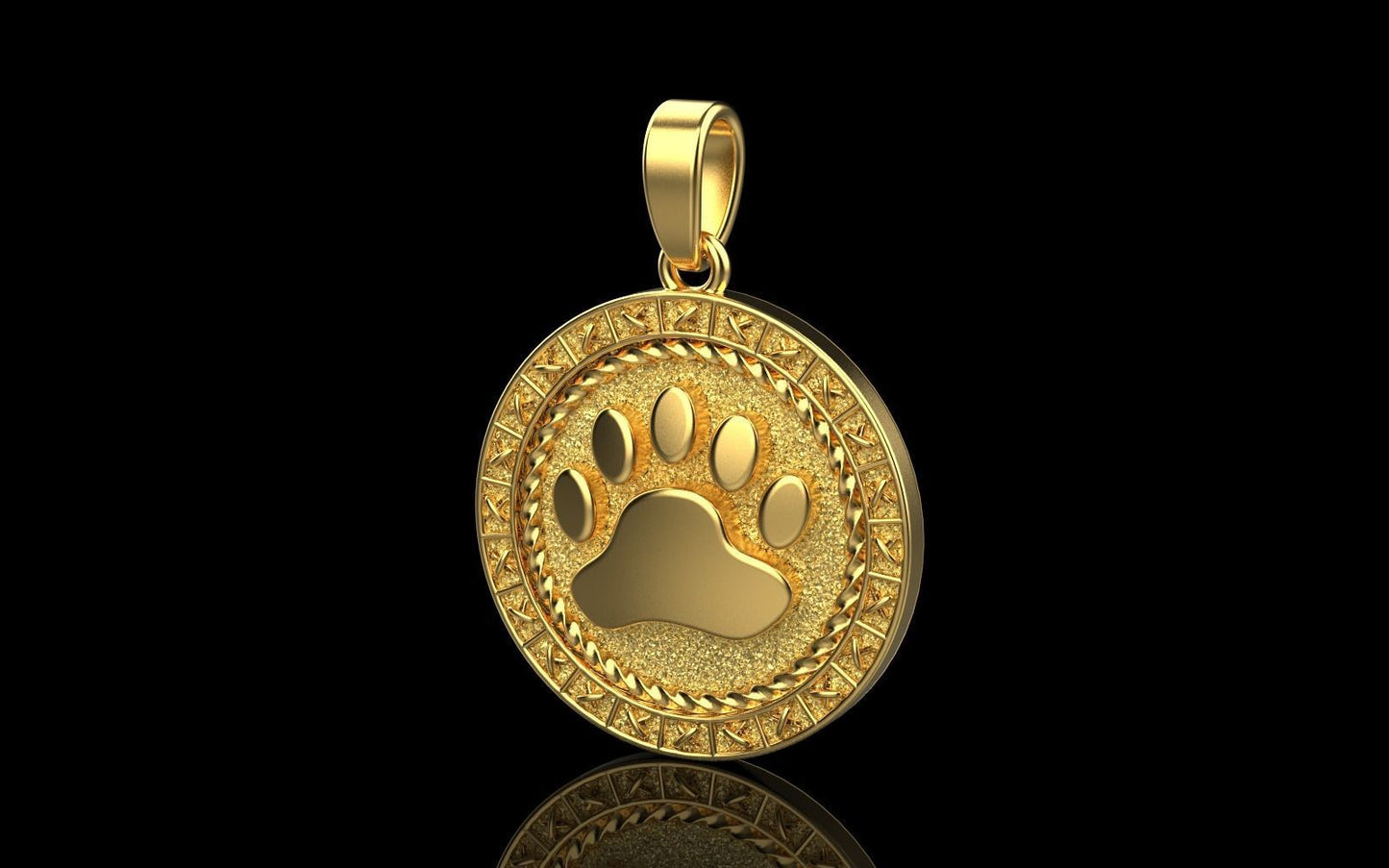 14K Solid Gold Paw Pendant / Solid Gold Paw Design Necklace / Love my Dog Paw Necklace / Paw Necklace for Her /Great Gift - JewelsnGlitters