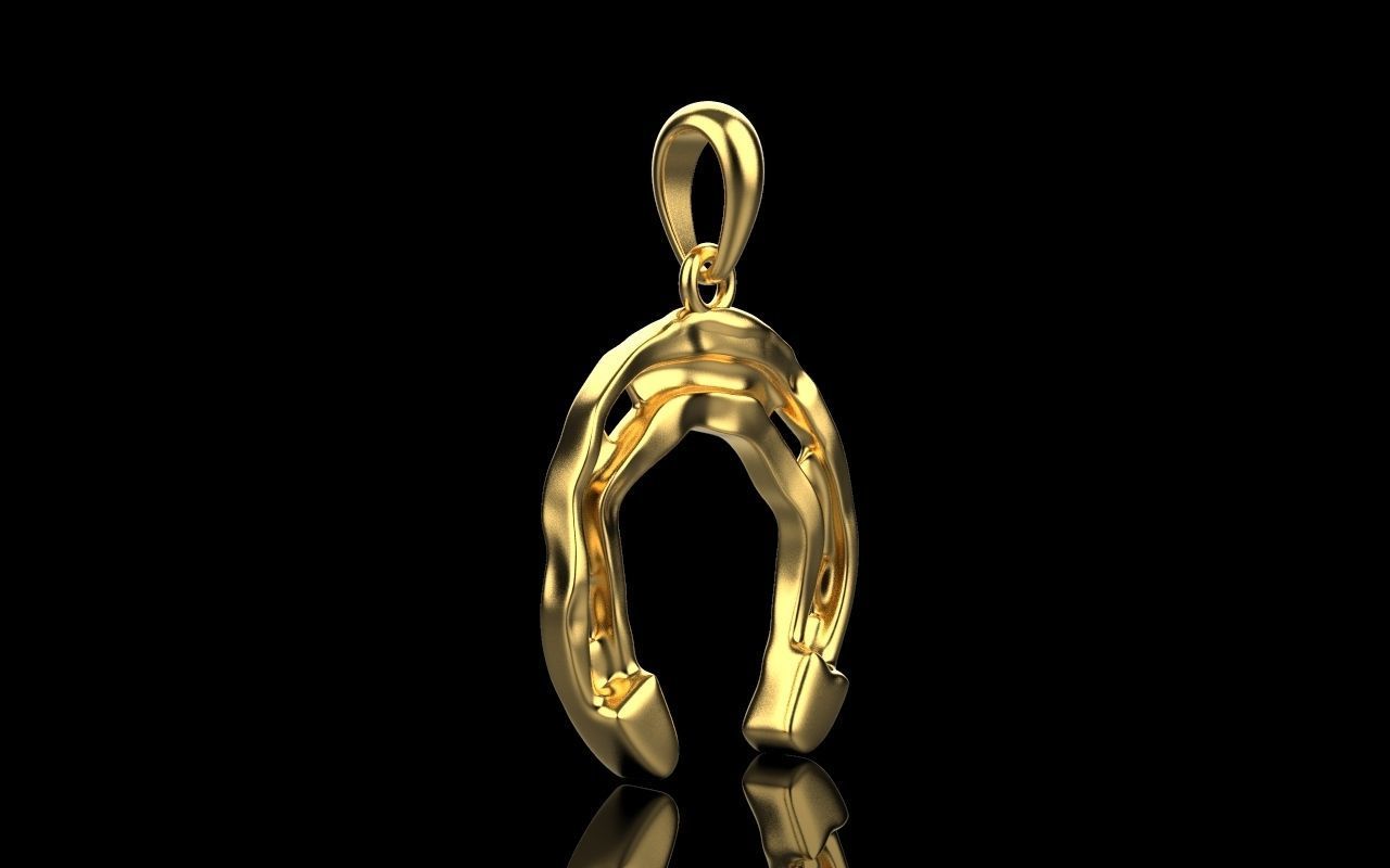 14K Solid Yellow Gold Horseshoe Pendant / Gold Horseshoe Necklace / Horseshoe Jewelry / Gift for Her - JewelsnGlitters