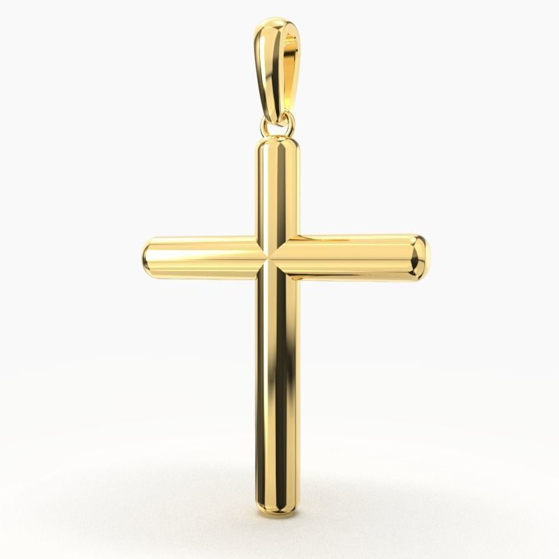 14K Solid REAL Yellow Gold Cross Necklace / Crucifix Simple and Classic Pendant / Religious Necklace For Women / For Men 25mm x 20mm