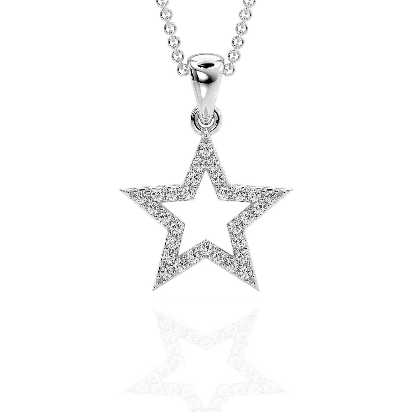 14K Solid Gold Diamond Star Pendant / Star Pendant with Diamonds / Gift for Her