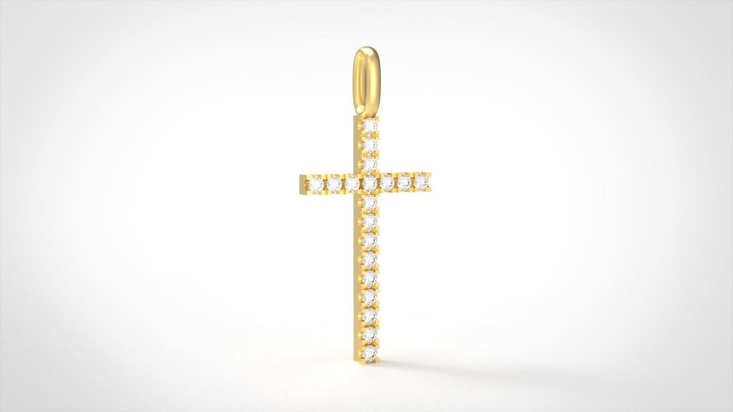 14k Solid Gold Cross Necklace with Diamonds / Diamond Simple Crucifix Pendant / Gift for Her / Diamond Cross Pendant / 0.15 Carat - JewelsnGlitters