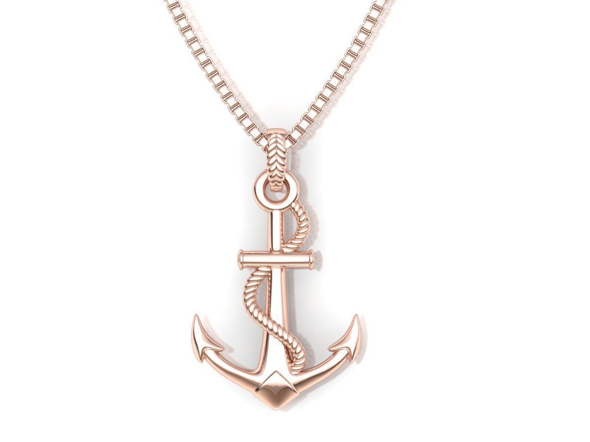 14K Solid Gold Anchor Necklace / Marine Pendant /Anchor Necklace For Women/ For Men / Marine Pendant/ Gift for Her 46mm X 28mm / 6.5 Grams