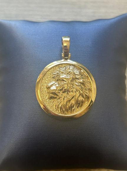 14k Solid Gold Lion Pendant / Gold Lion Necklace 13.50 Grams / Lion Head Necklace / Lion Jewelry / Lion Hand Made Necklace / Great Gift Idea - JewelsnGlitters