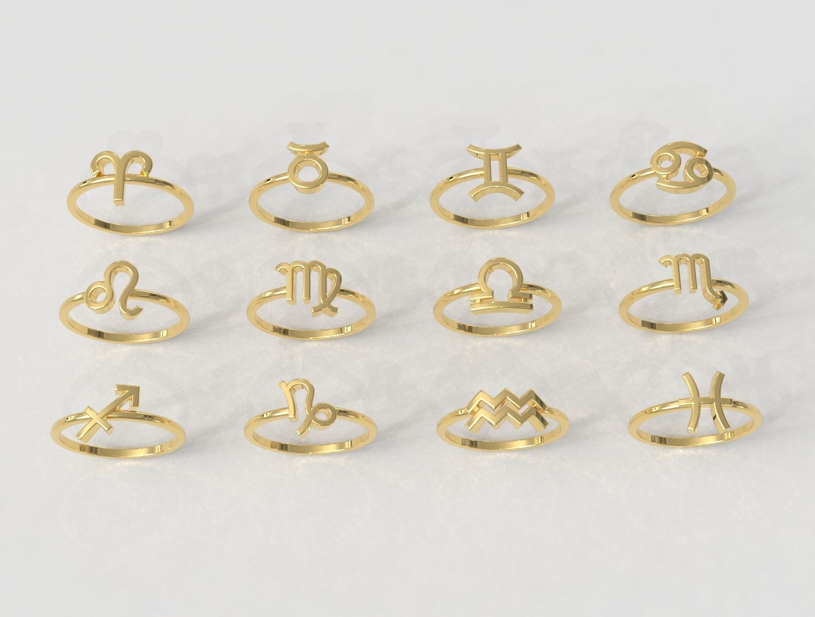 14K Solid Gold Zodiac Sign Ring / Horoscope Ring / Zodiac Sign Band / Horoscope Ring for Her / Gift for Her - JewelsnGlitters