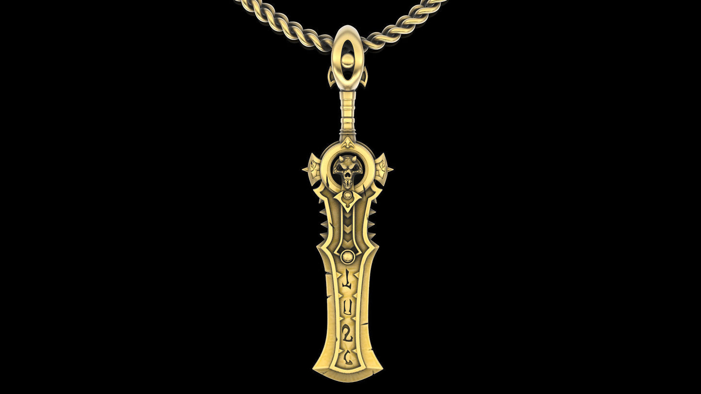 14k Solid Gold Viking Sword Necklace / Gold Sword / Gold Viking Sword / Sword Gold Necklace / Unisex Pendant